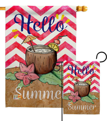 Coconut Summer Drinks - Beverages Happy Hour & Drinks Vertical Impressions Decorative Flags HG137001 Made In USA