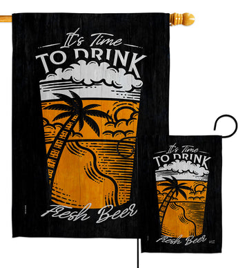 It Time To Drink - Beverages Happy Hour & Drinks Vertical Impressions Decorative Flags HG137582 Made In USA