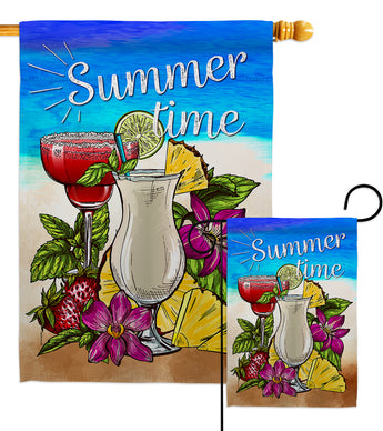 Summer Time - Beverages Happy Hour & Drinks Vertical Impressions Decorative Flags HG192232 Made In USA