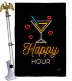 Neon Happy Hour - Beverages Happy Hour & Drinks Vertical Impressions Decorative Flags HG137481 Made In USA