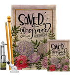 Saved By Grace - Faith Religious Inspirational Vertical Impressions Decorative Flags HG130350 Made In USA