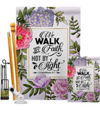 Walk By Faith - Faith Religious Inspirational Vertical Impressions Decorative Flags HG130351 Made In USA