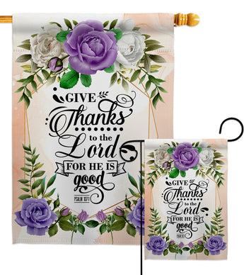 Thanks To the Lord - Faith Religious Inspirational Vertical Impressions Decorative Flags HG130346 Made In USA