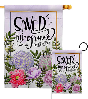 Saved By Grace - Faith Religious Inspirational Vertical Impressions Decorative Flags HG130350 Made In USA