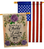 Thanks To the Lord - Faith Religious Inspirational Vertical Impressions Decorative Flags HG130346 Made In USA