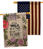 Walk By Faith - Faith Religious Inspirational Vertical Impressions Decorative Flags HG130351 Made In USA