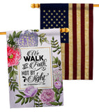 Walk By Faith - Faith Religious Inspirational Vertical Impressions Decorative Flags HG130351 Made In USA