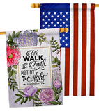 Walk By Faith - Faith Religious Inspirational Vertical Impressions Decorative Flags HG130351 Made In USA