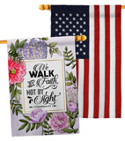 Walk By Faith - Faith Religious Inspirational Vertical Impressions Decorative Flags HG130351 Made In USA