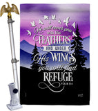 He Will Cover You With His Feather - Faith Religious Inspirational Vertical Impressions Decorative Flags HG130341 Made In USA