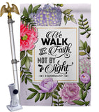 Walk By Faith - Faith Religious Inspirational Vertical Impressions Decorative Flags HG130351 Made In USA