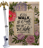 Walk By Faith - Faith Religious Inspirational Vertical Impressions Decorative Flags HG130351 Made In USA