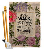 Walk By Faith - Faith Religious Inspirational Vertical Impressions Decorative Flags HG130351 Made In USA