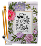 Walk By Faith - Faith Religious Inspirational Vertical Impressions Decorative Flags HG130351 Made In USA