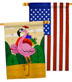 Cool Christmas Flamingo - Birds Nature Vertical Impressions Decorative Flags HG120059 Made In USA