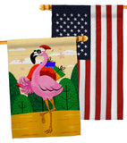 Cool Christmas Flamingo - Birds Nature Vertical Impressions Decorative Flags HG120059 Made In USA