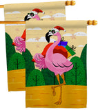 Cool Christmas Flamingo - Birds Nature Vertical Impressions Decorative Flags HG120059 Made In USA