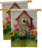 Spring Birdhouse - Birds Nature Vertical Impressions Decorative Flags HG130379 Made In USA