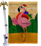 Cool Christmas Flamingo - Birds Nature Vertical Impressions Decorative Flags HG120059 Made In USA