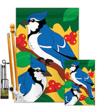 Blue Jay - Birds Garden Friends Vertical Applique Decorative Flags HG105028
