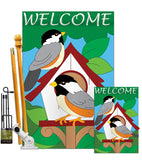 Bird House - Birds Garden Friends Vertical Applique Decorative Flags HG105030