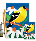 Gold Finch - Birds Garden Friends Vertical Applique Decorative Flags HG105031