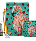 Polka Dot Flamingo - Birds Garden Friends Vertical Impressions Decorative Flags HG105048 Made In USA