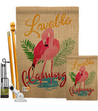 Lovable Flamingo - Birds Garden Friends Vertical Impressions Decorative Flags HG105060 Made In USA