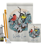 Winter Love - Birds Garden Friends Vertical Impressions Decorative Flags HG105061 Made In USA