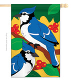 Blue Jay - Birds Garden Friends Vertical Applique Decorative Flags HG105028