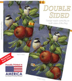 Chickadees & Apples - Birds Garden Friends Vertical Impressions Decorative Flags HG105034 Made In USA