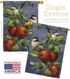 Chickadees & Apples - Birds Garden Friends Vertical Impressions Decorative Flags HG105034 Made In USA