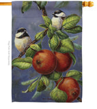 Chickadees & Apples - Birds Garden Friends Vertical Impressions Decorative Flags HG105034 Made In USA