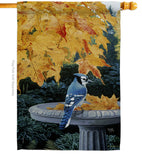 Autumn Birdbath - Birds Garden Friends Vertical Impressions Decorative Flags HG105036 Made In USA