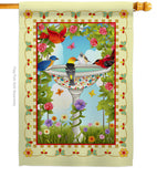 Bathing Birds Ivory - Birds Garden Friends Vertical Impressions Decorative Flags HG105037 Made In USA