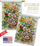 Orchid Splendor with Birds - Birds Garden Friends Vertical Impressions Decorative Flags HG105054 Made In USA