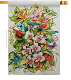 Orchid Splendor with Birds - Birds Garden Friends Vertical Impressions Decorative Flags HG105054 Made In USA