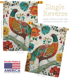 Suzani Peacock - Birds Garden Friends Vertical Impressions Decorative Flags HG105056 Made In USA