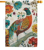 Suzani Peacock - Birds Garden Friends Vertical Impressions Decorative Flags HG105056 Made In USA