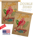 Lovable Flamingo - Birds Garden Friends Vertical Impressions Decorative Flags HG105060 Made In USA