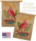 Lovable Flamingo - Birds Garden Friends Vertical Impressions Decorative Flags HG105060 Made In USA