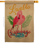 Lovable Flamingo - Birds Garden Friends Vertical Impressions Decorative Flags HG105060 Made In USA