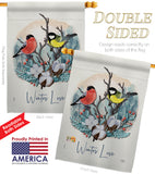 Winter Love - Birds Garden Friends Vertical Impressions Decorative Flags HG105061 Made In USA