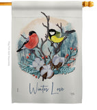 Winter Love - Birds Garden Friends Vertical Impressions Decorative Flags HG105061 Made In USA