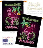 Welcome Neon Flamingo - Birds Garden Friends Vertical Impressions Decorative Flags HG137110 Made In USA