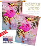 Summer Flamingo - Birds Garden Friends Vertical Impressions Decorative Flags HG137513 Made In USA