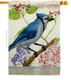 Blue Jay Floral - Birds Garden Friends Vertical Impressions Decorative Flags HG191052 Made In USA