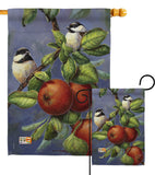 Chickadees & Apples - Birds Garden Friends Vertical Impressions Decorative Flags HG105034 Made In USA