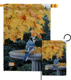 Autumn Birdbath - Birds Garden Friends Vertical Impressions Decorative Flags HG105036 Made In USA