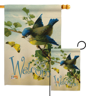 Welcome Birds - Birds Garden Friends Vertical Impressions Decorative Flags HG105038 Made In USA